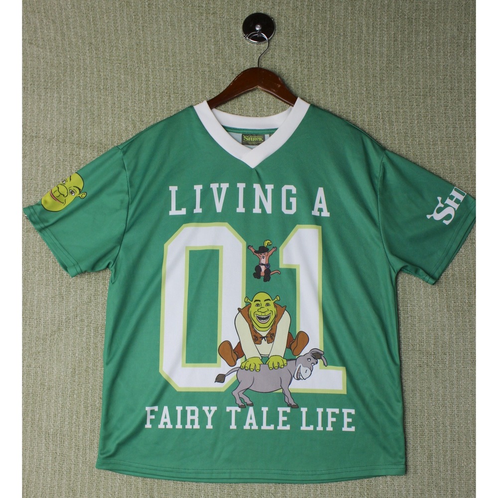 DreamWorks Shrek Jersey Green Living A Fairy Tale Life Graphic Shirt Mens Medium